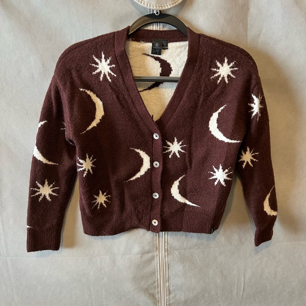 Volcom Brown Celestial Pattern Cardigan